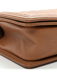 Caviar Quilted Medium Boy Flap Light Brown