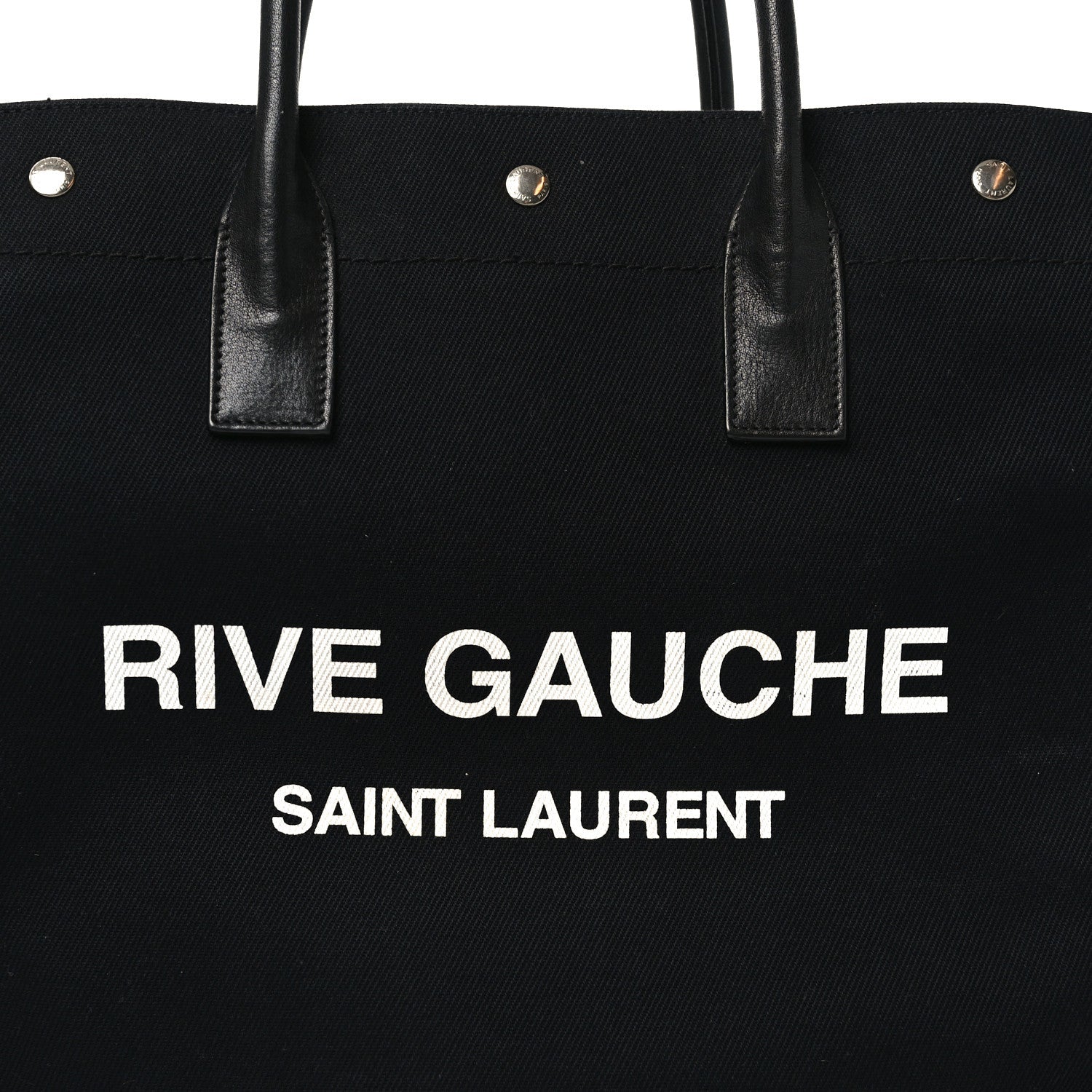 Linen Calfskin Rive Gauche North South Tote Black