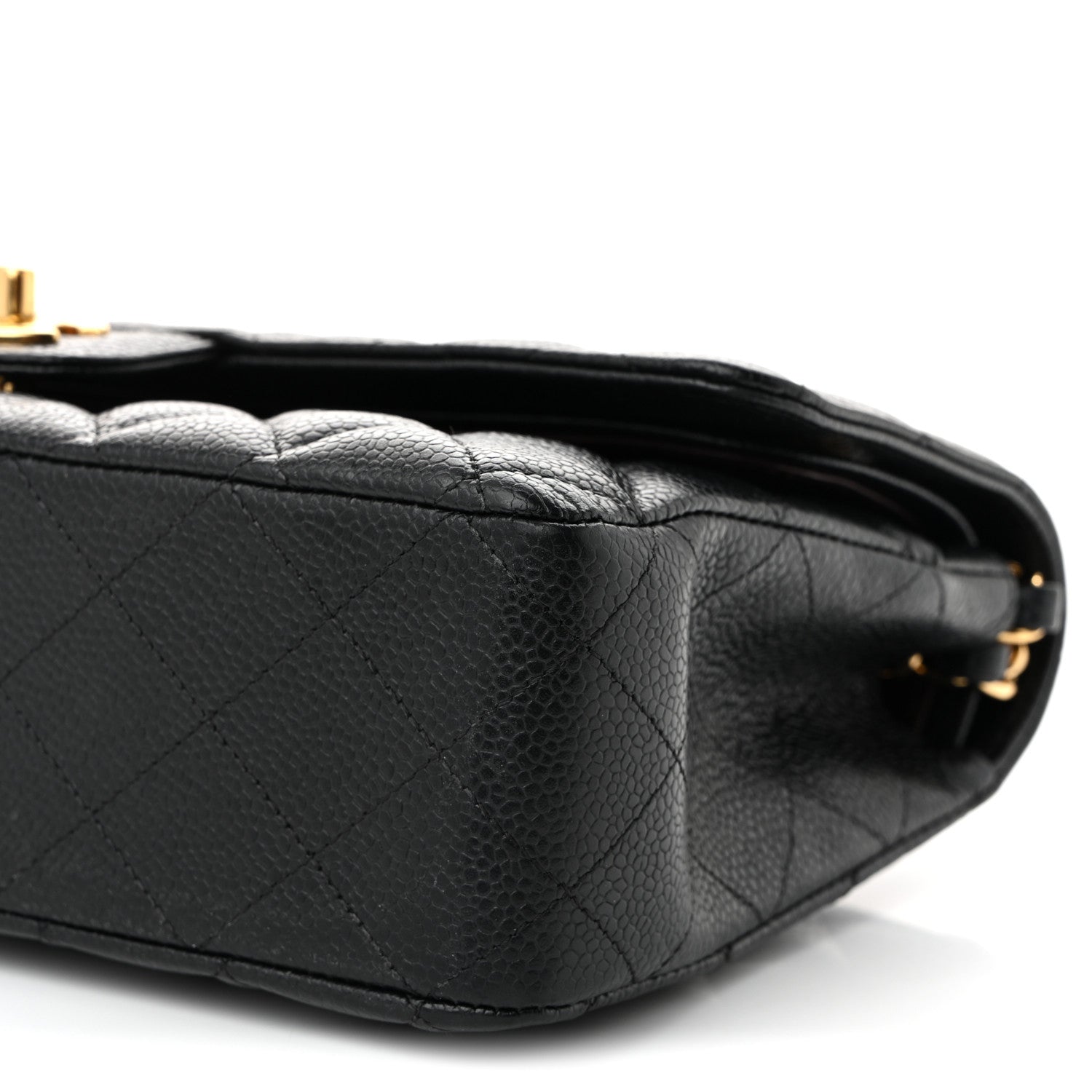 Caviar Quilted Medium Double Flap Black