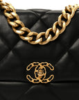 Goatskin Quilted Large CHNL 19 Flap Black