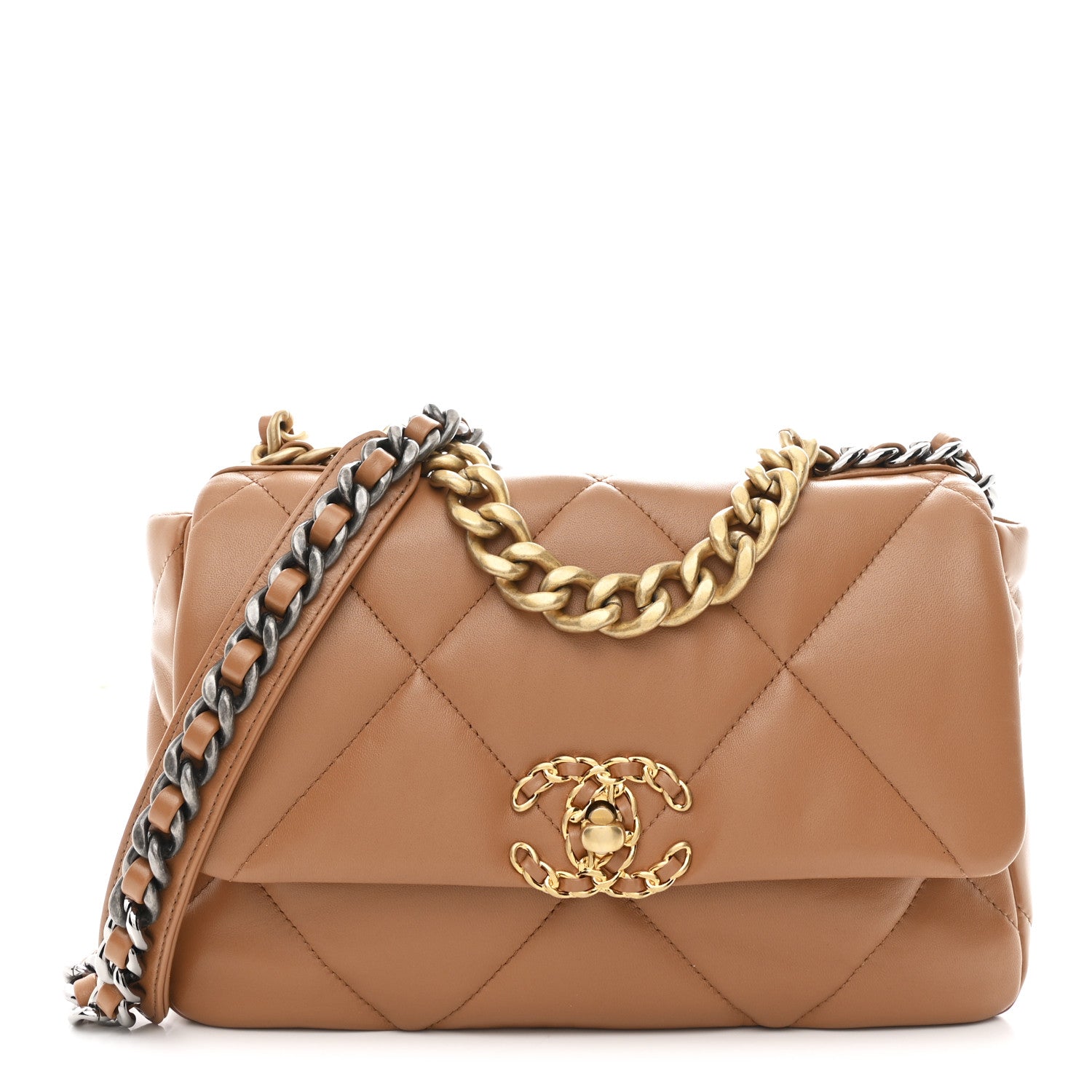 Lambskin Quilted Medium CHNL 19 Flap Brown