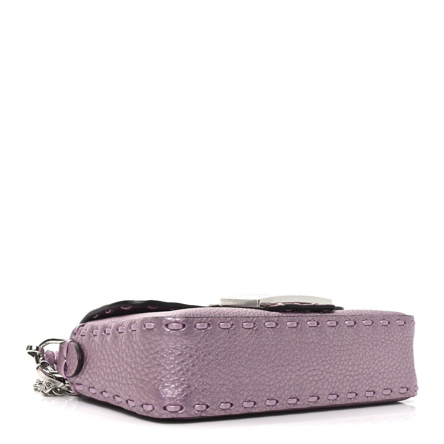 Metallic Cuoio Roma Sellerissima Nappa Sintetica Tape Stitch Mini Baguette Rosa Placca Argento