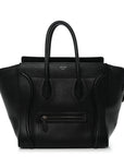 Drummed Calfskin Mini Luggage Black