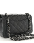 Iridescent Caviar Quilted Mini Rectangular Flap Black