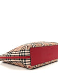 Grainy Calfskin Haymarket Check Medium Reversible Tote Red