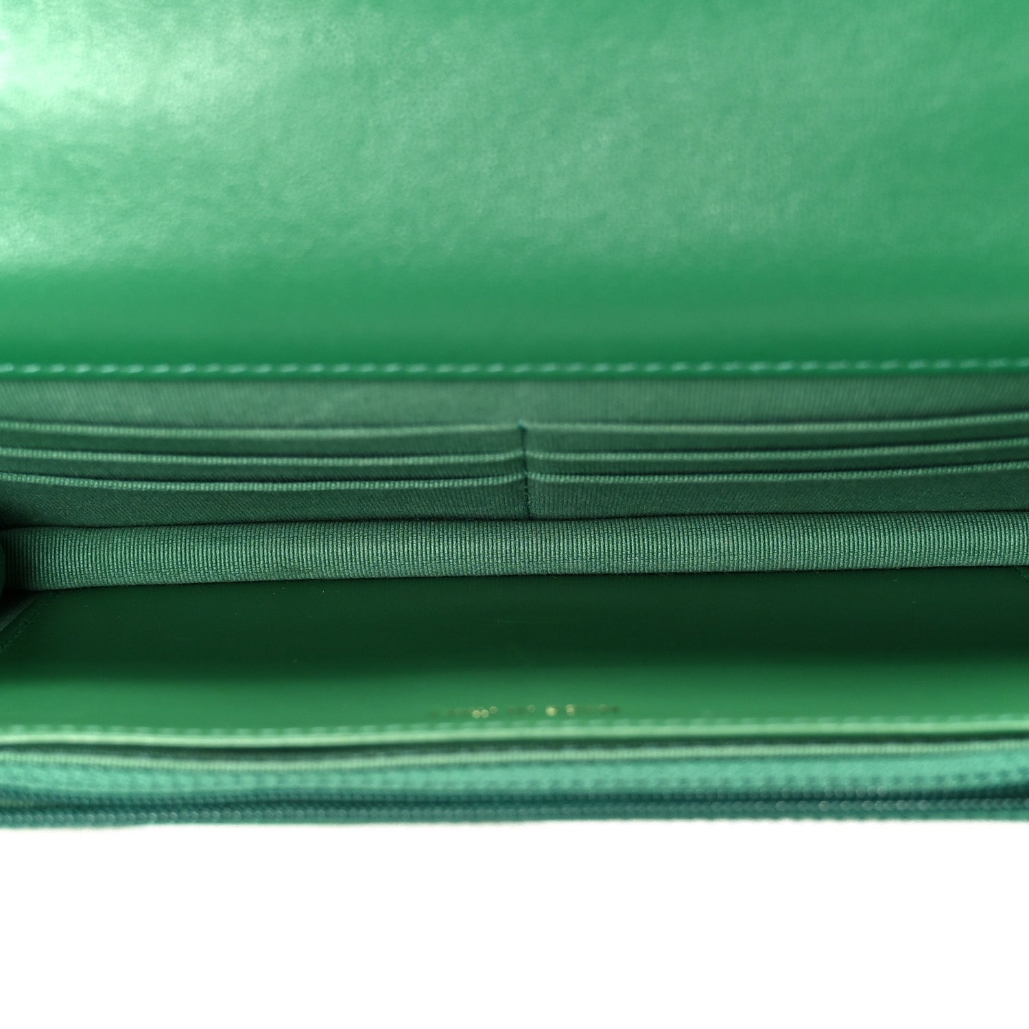Lambskin Quilted CHNL 19 Wallet On Chain WOC Green