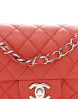 Lambskin Quilted Mini Rectangular Flap Red