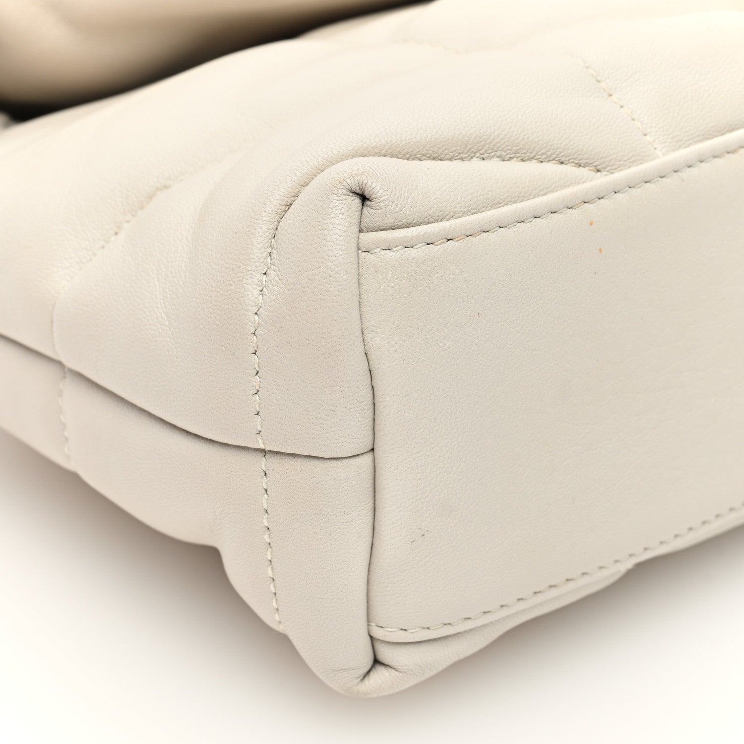 Lambskin Quilted Toy Loulou Puffer Monogram Chain Satchel Crema Soft