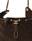 Suede Quilted Medium CHNL 25 Handbag Dark Brown