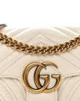 Calfskin Matelasse Mini GG Marmont Shoulder Bag White