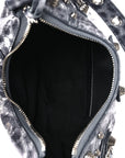 Metallic Agneau Arena Leopard Le Cagole Shoulder Bag XS Dark Grey