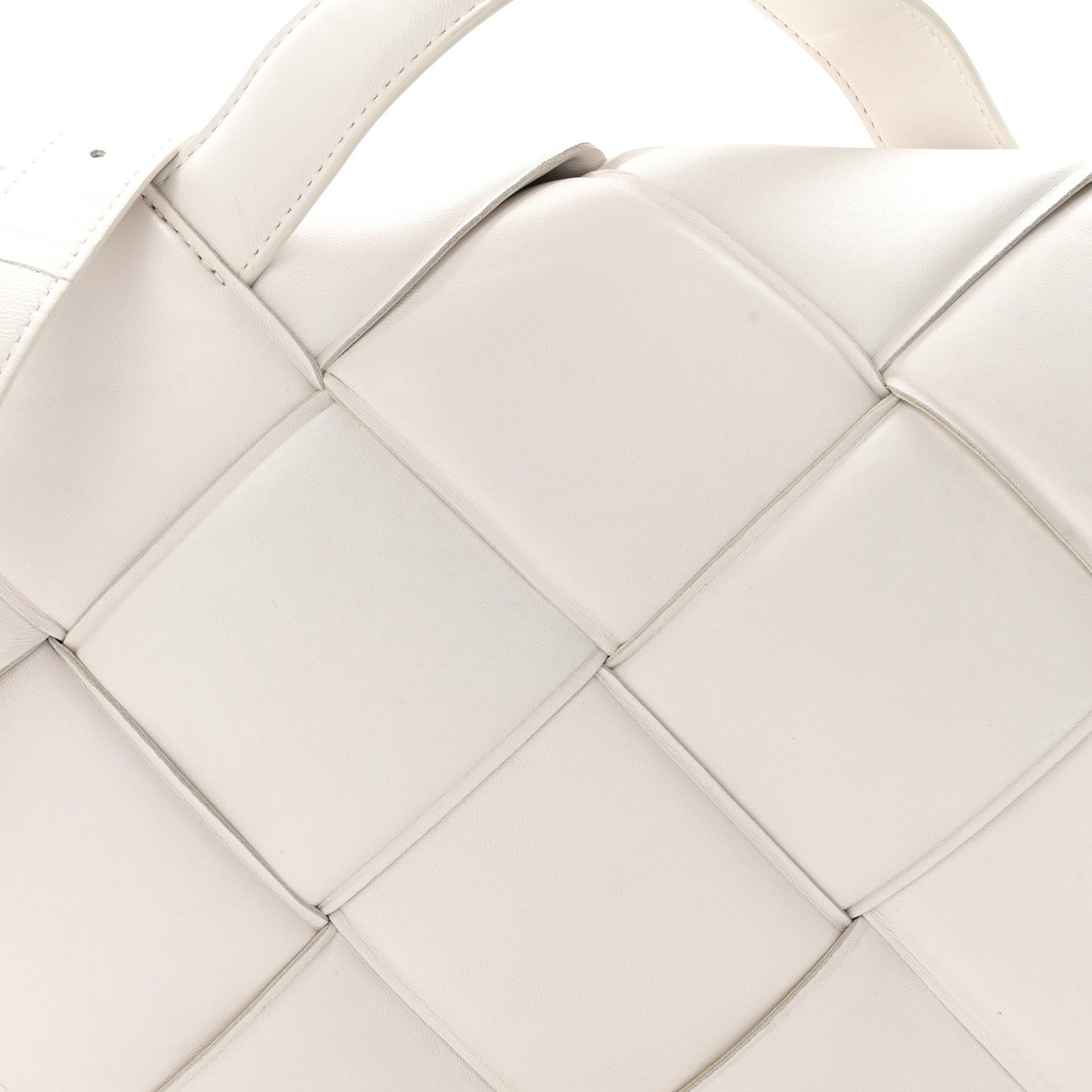 Nappa Intreccio Padded Top Handle Shoulder Bag White