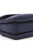 Jersey Chevron Quilted Small Trendy CC Dual Handle Flap Bag Navy Blue