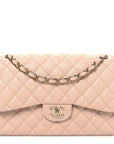 Caviar Quilted Jumbo Double Flap Light Beige