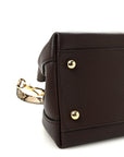Grainy Calfskin Snakeskin Small Milton Satchel  Brown Natural