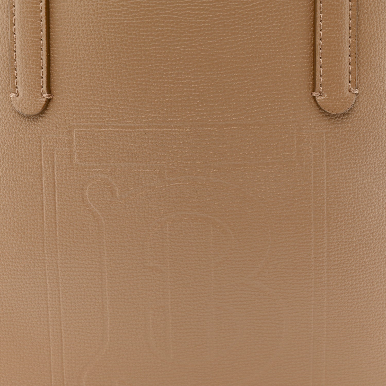 Calfskin TB Motif Embossed Medium Tote Camel