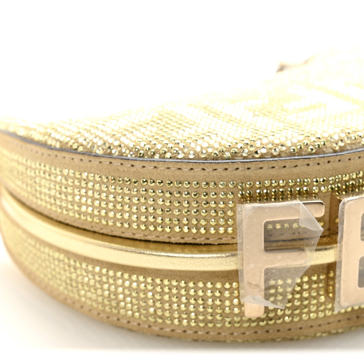Crystal Vitello Laminato Suede FF Nano FNDIgraphy Hobo Charm Platino