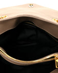 Suede Y Quilted Monogram Medium Loulou Chain Satchel Taupe