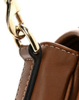 GG Supreme Monogram Textured Calfskin Emblem Mini Shoulder Bag Beige Dark Brown
