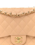 Caviar Quilted Jumbo Double Flap Beige