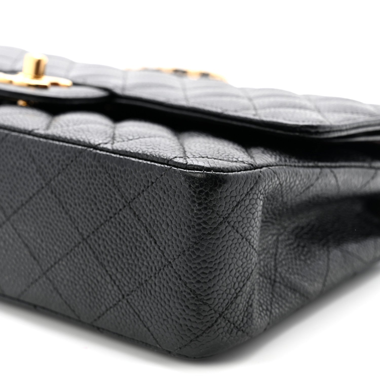 Caviar Quilted Medium Double Flap Black