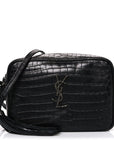 Calfskin Crocodile Embossed Monogram Lou Camera Bag Black