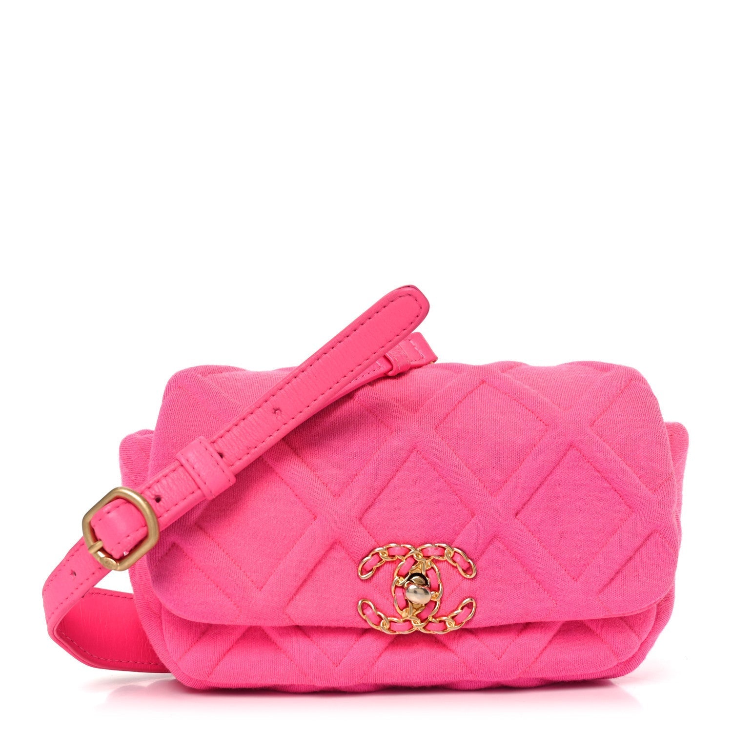 Jersey Quilted CHNL 19 Waist Bag Pink