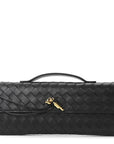 Nappa Intrecciato Long Andiamo Top Handle Clutch Black