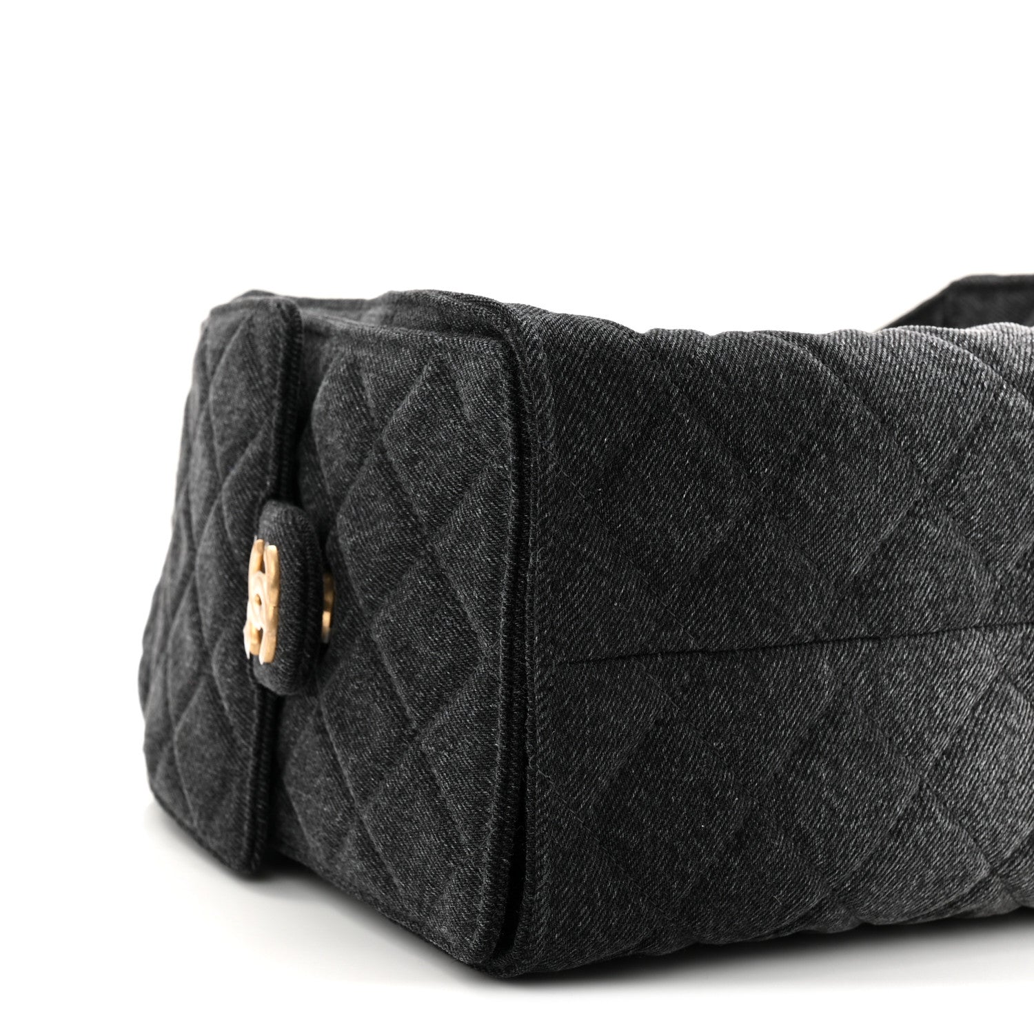 Washed Denim Quilted Small CHNL 25 Handbag Black