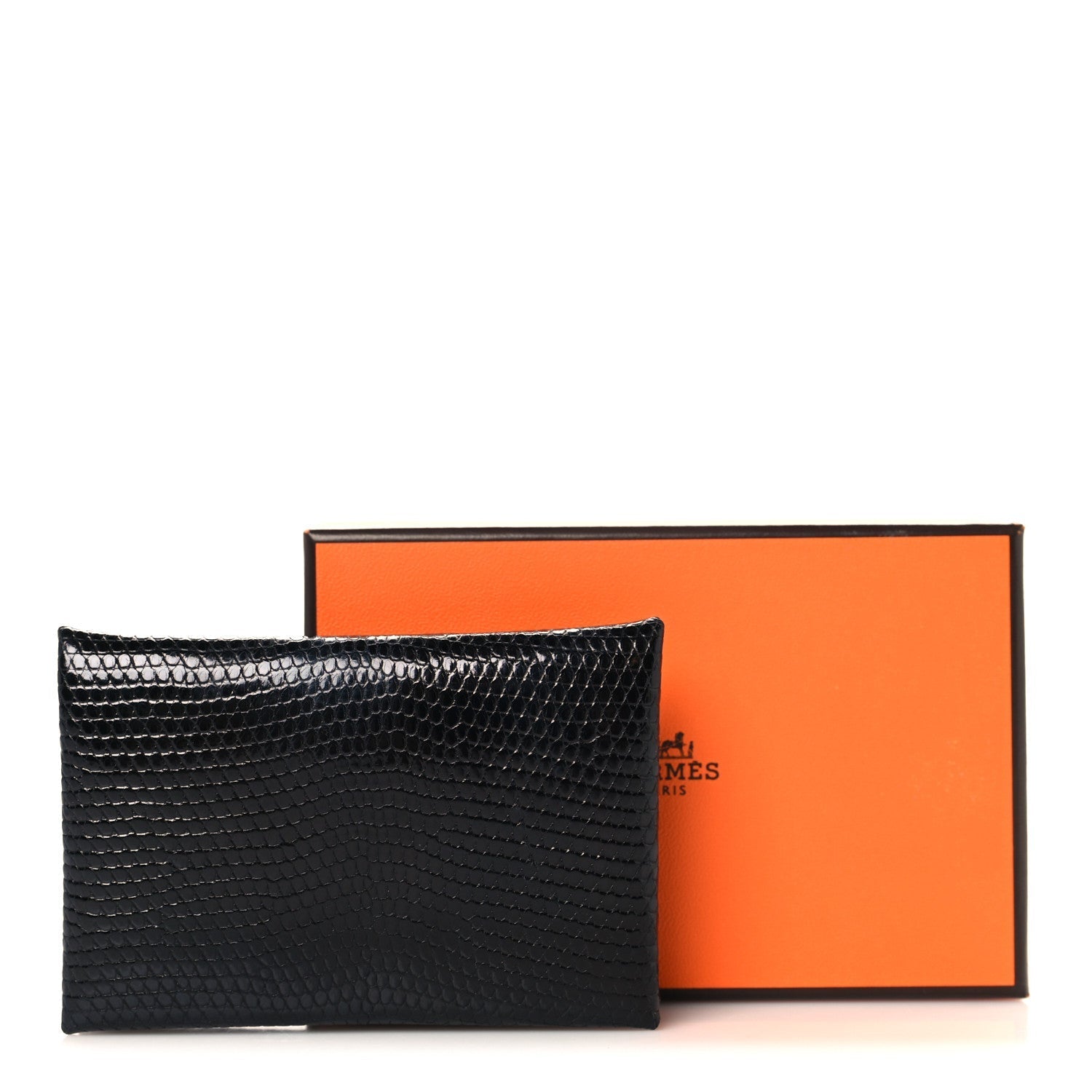 Lizard Calvi Card Case Black