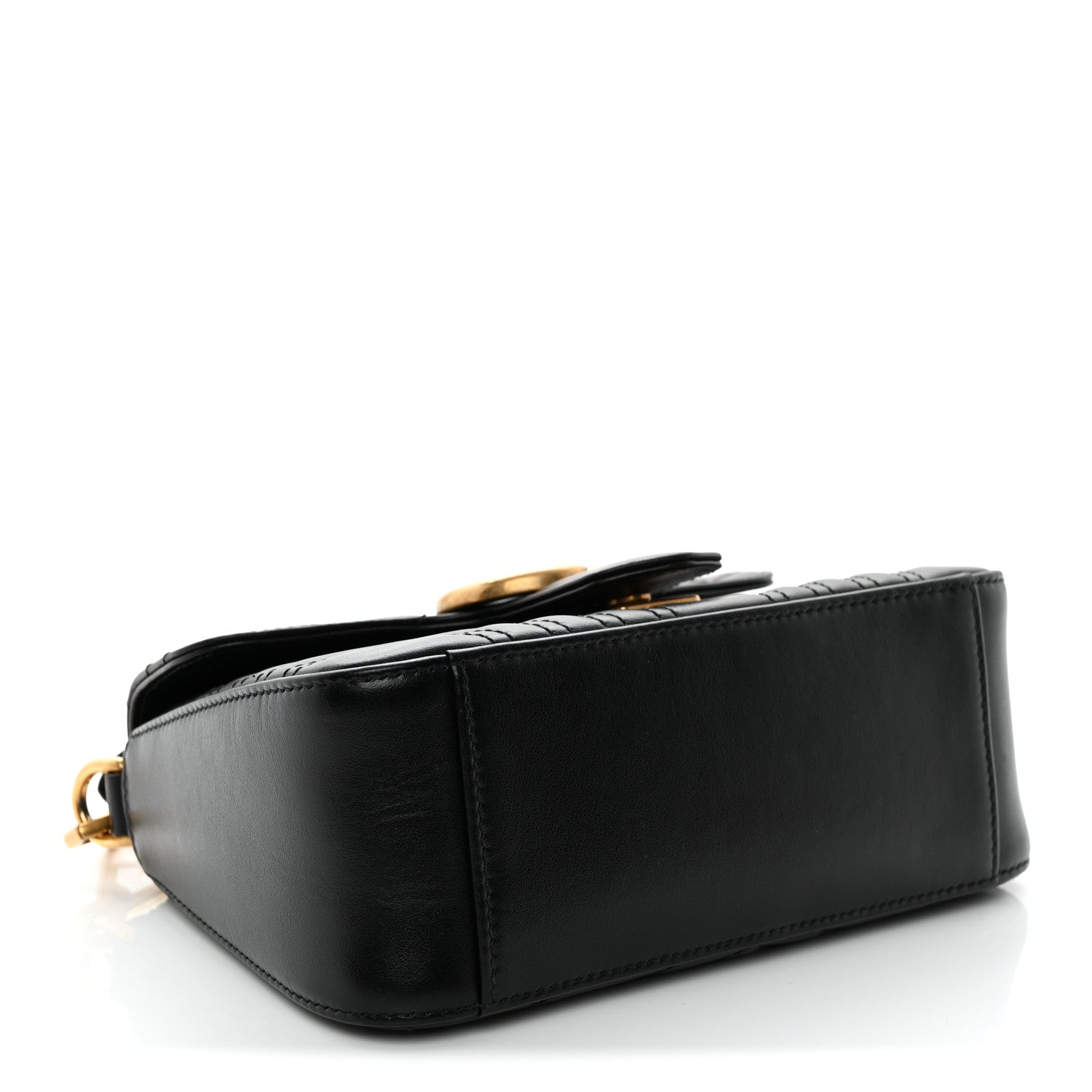 Calfskin Matelasse Mini GG Marmont Top Handle Shoulder Bag Black