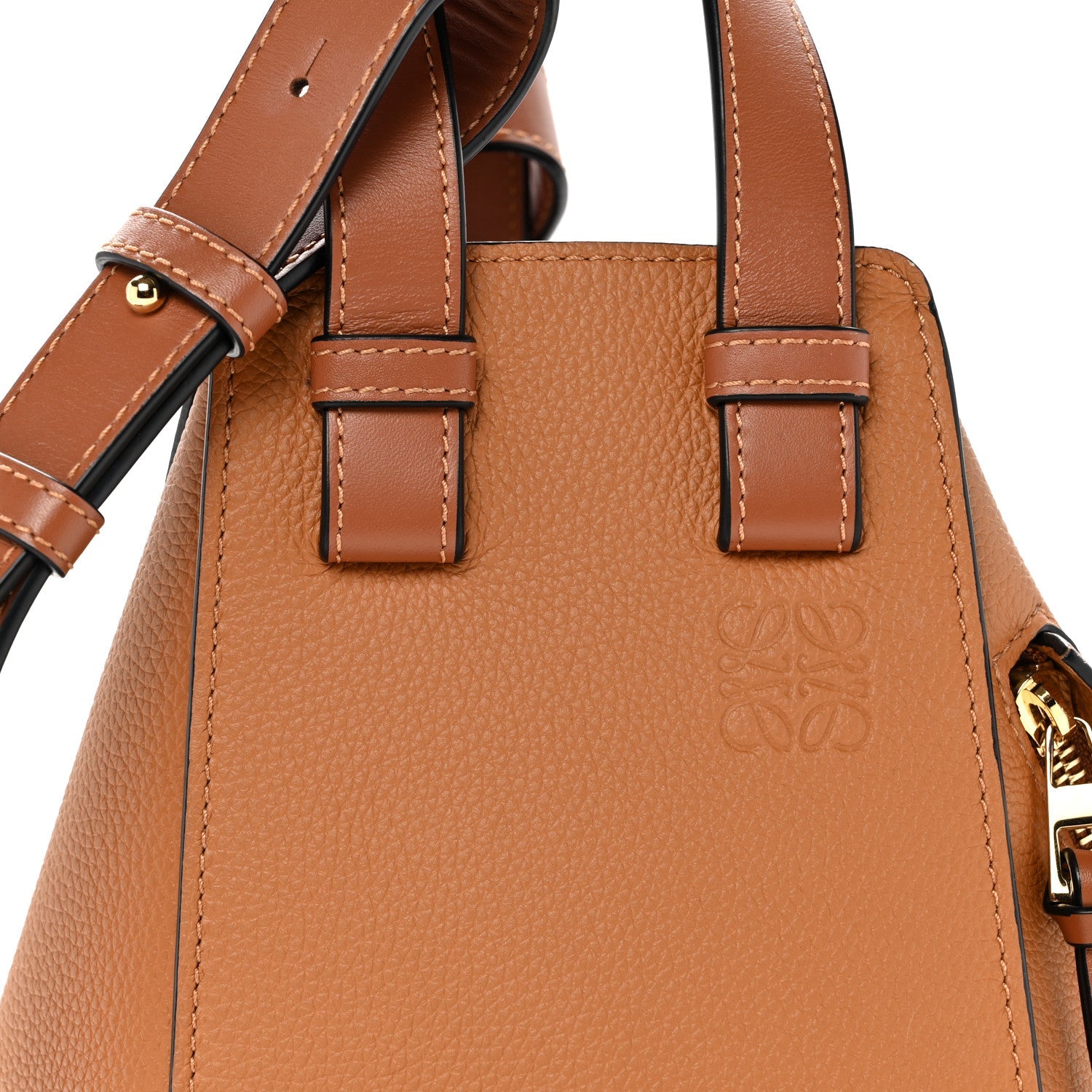 Grained Calfskin Mini Hammock Shoulder Bag Light Caramel
