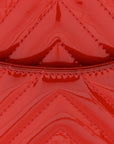 Patent Chevron Quilted Mini Square Flap Red