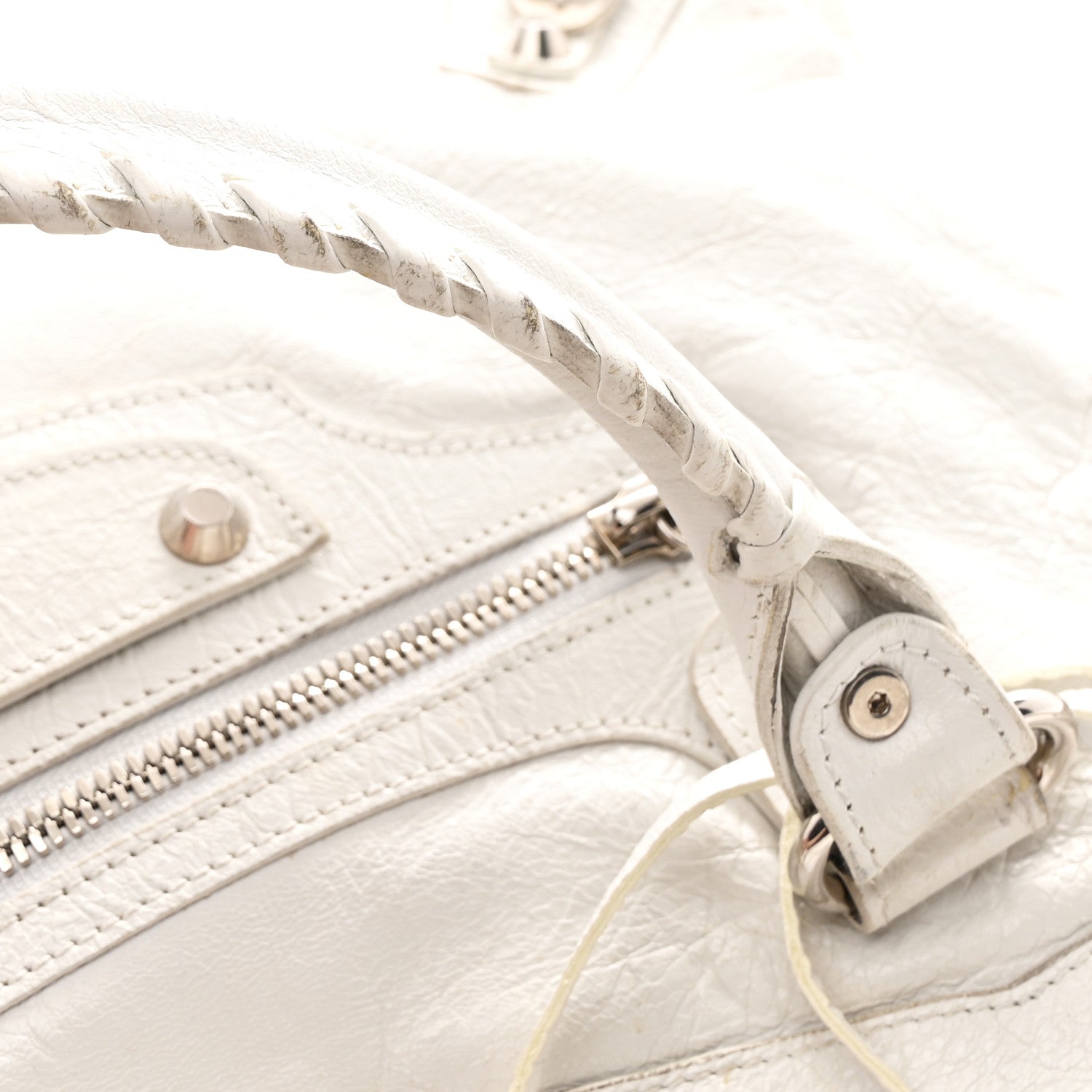 Agneau Arena Silver Hardware Medium Le City Optic White