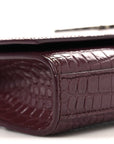 Calfskin Crocodile Embossed Monogram Kate Belt Bag Burgundy