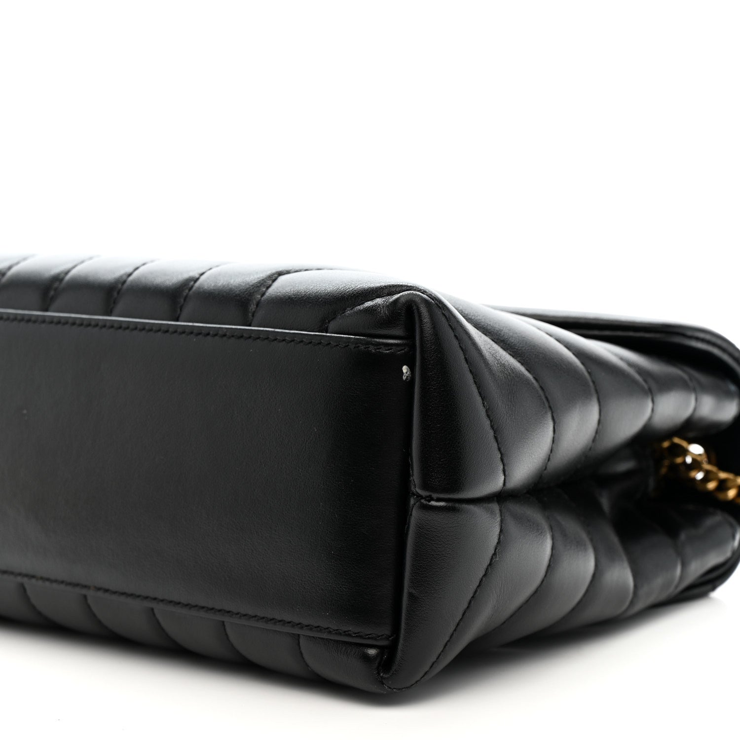 Calfskin Y Quilted Monogram Small Loulou Chain Satchel Black