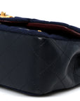 Felt Quilted Paris-Hamburg Charms Mini Rectangular Flap Black Dark Navy