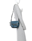 Grained Calfskin Small Gate Crossbody Bag Petroleum Blue Cypress