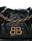 Arena Calfskin Medium Monaco Chain Shoulder Bag Black