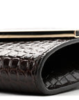 Calfskin Crocodile Embossed Emmie Clutch Bag Chocolate