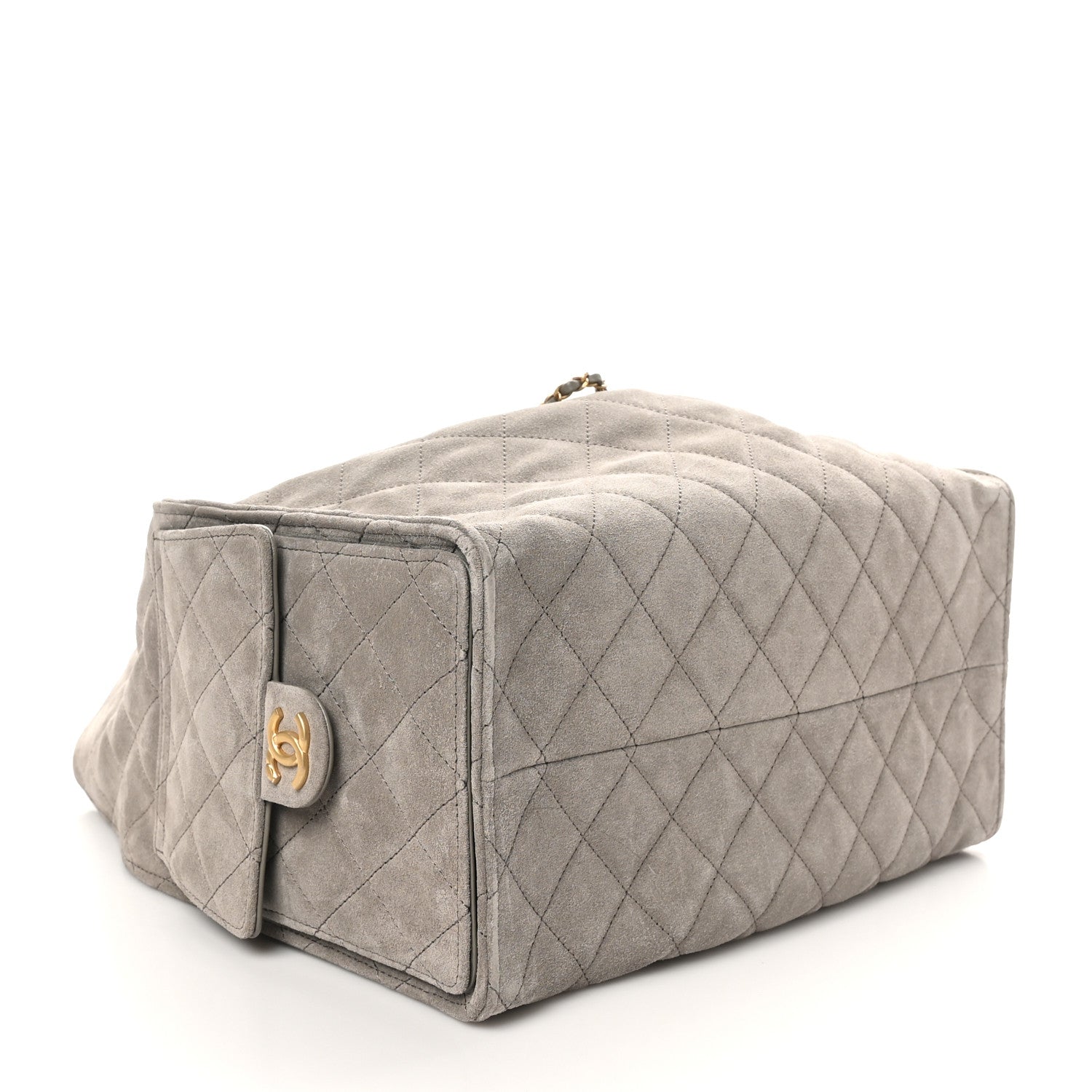 Suede Quilted Medium CHNL 25 Handbag Dark Grey