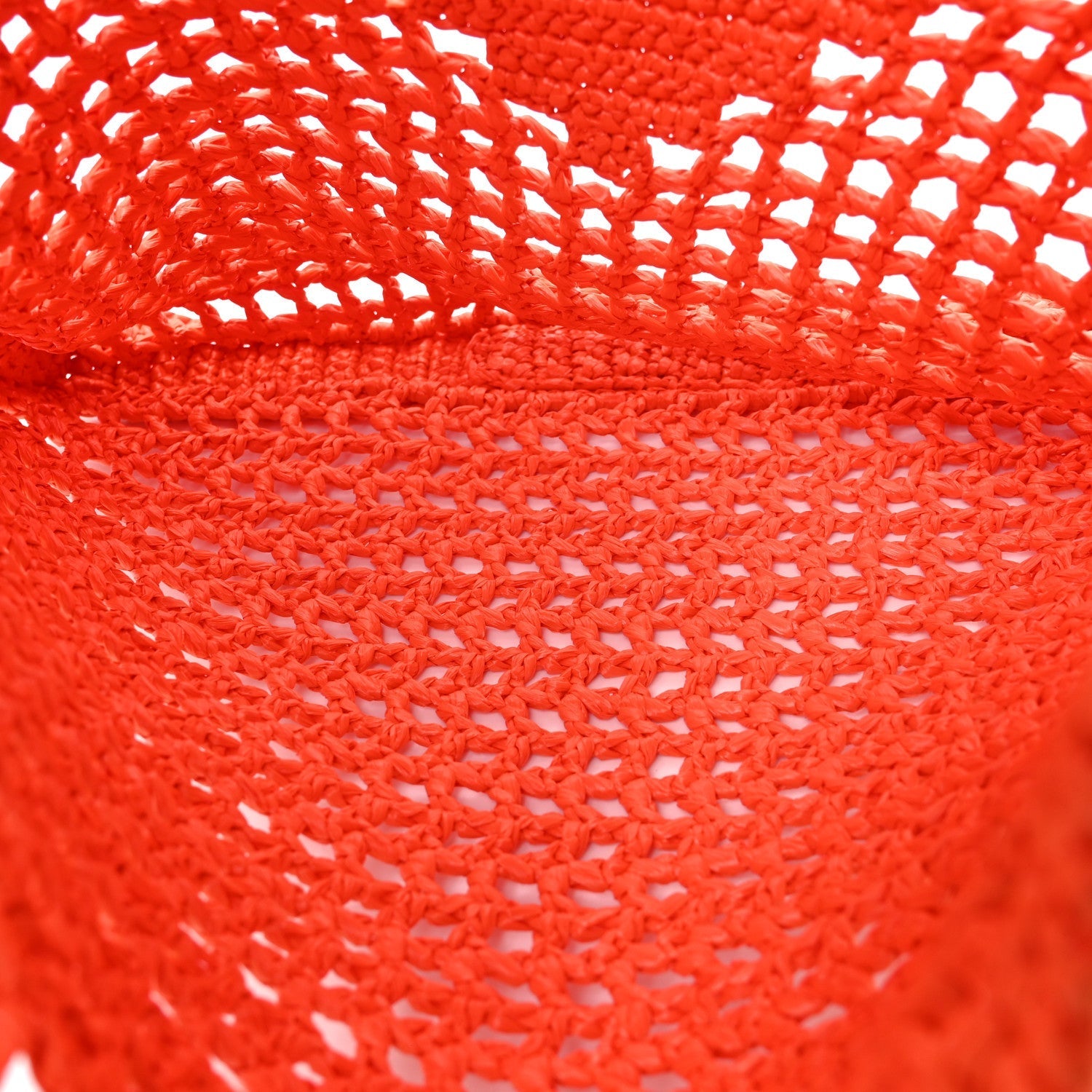 Yarn Raffia Effect Crochet Logo Embroidered Tote Bag Arancio