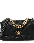 Goatskin Quilted Large CHNL 19 Flap Black