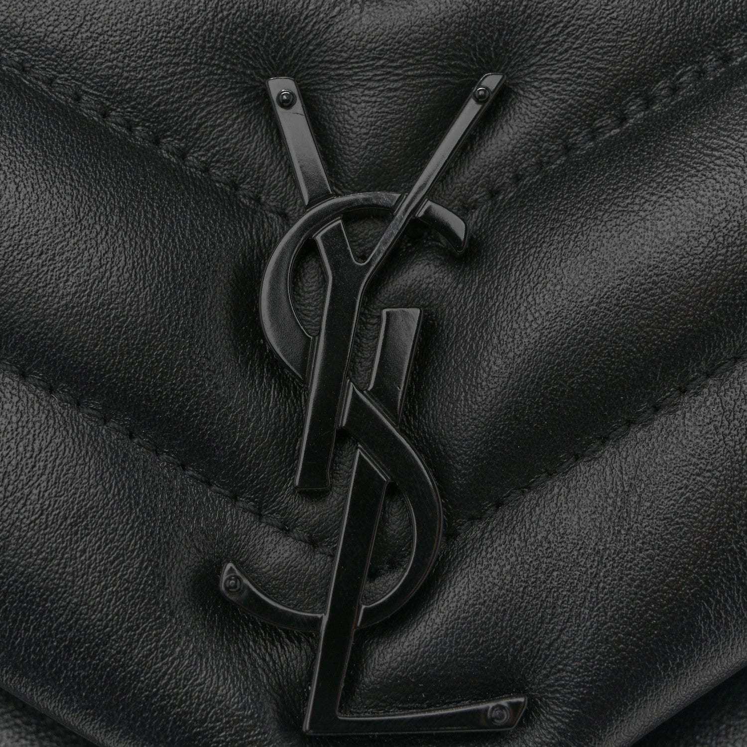 Calfskin Y Quilted Monogram Monochrome Small Loulou Chain Satchel Black