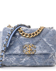 Sequin Quilted Medium CHNL 19 Flap Light Blue