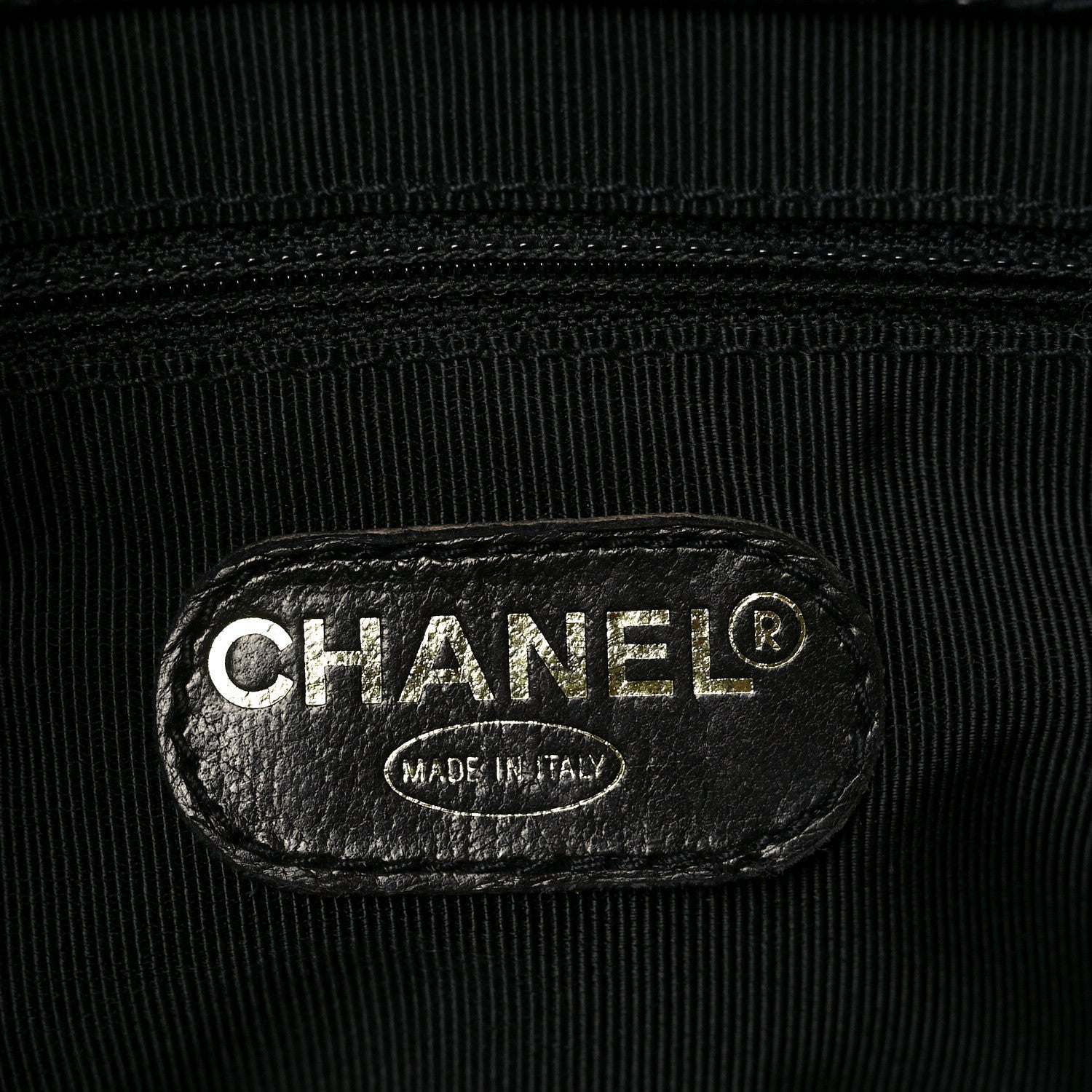 Caviar Embroidered Logo Shoulder Bag Black