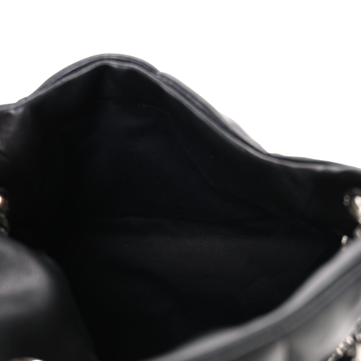 Lambskin Quilted Small Loulou Puffer Monogram Chain Satchel Black
