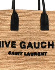 Raffia Calfskin Rive Gauche Tote Naturale Black