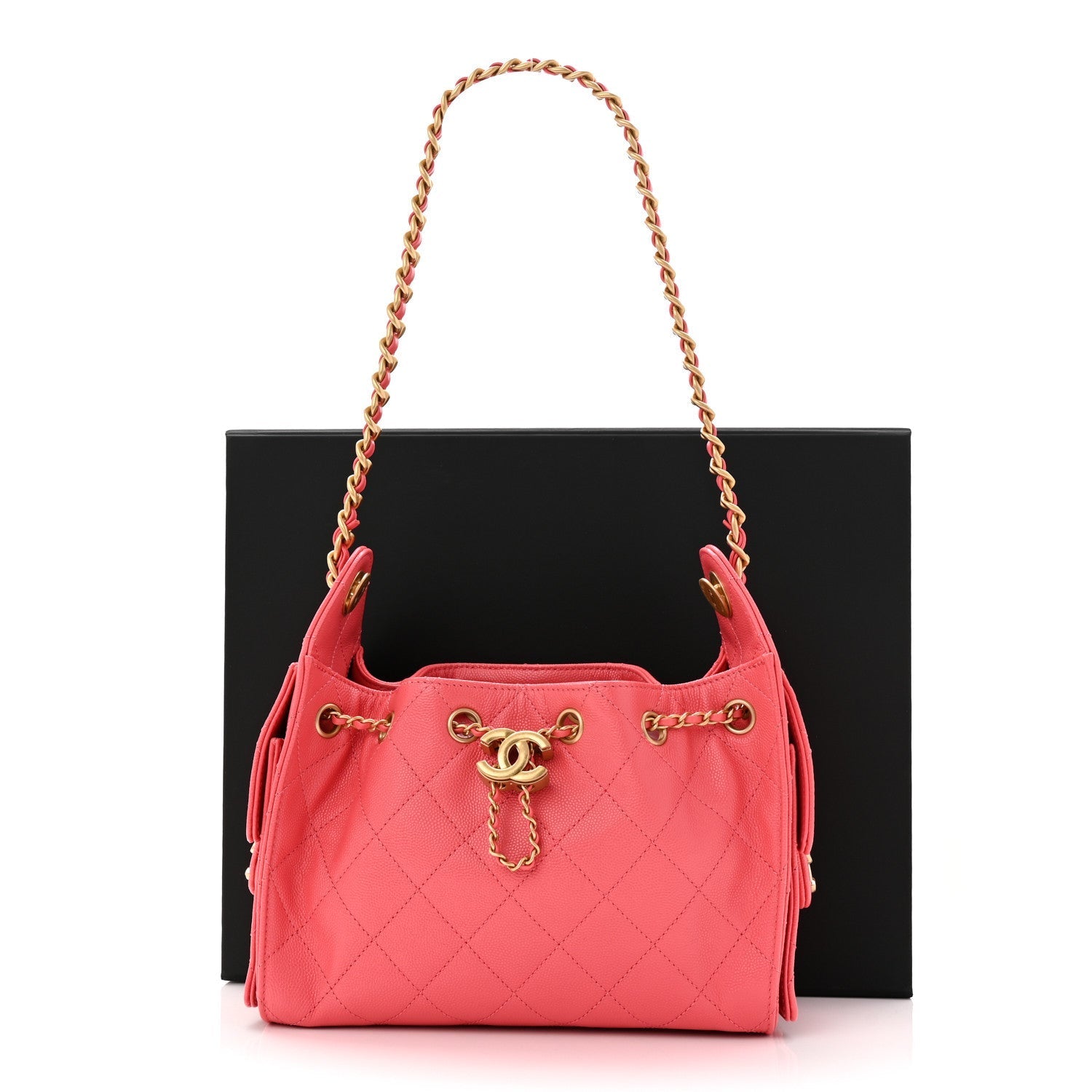 Caviar Quilted Mini CHNL 25 Handbag Coral