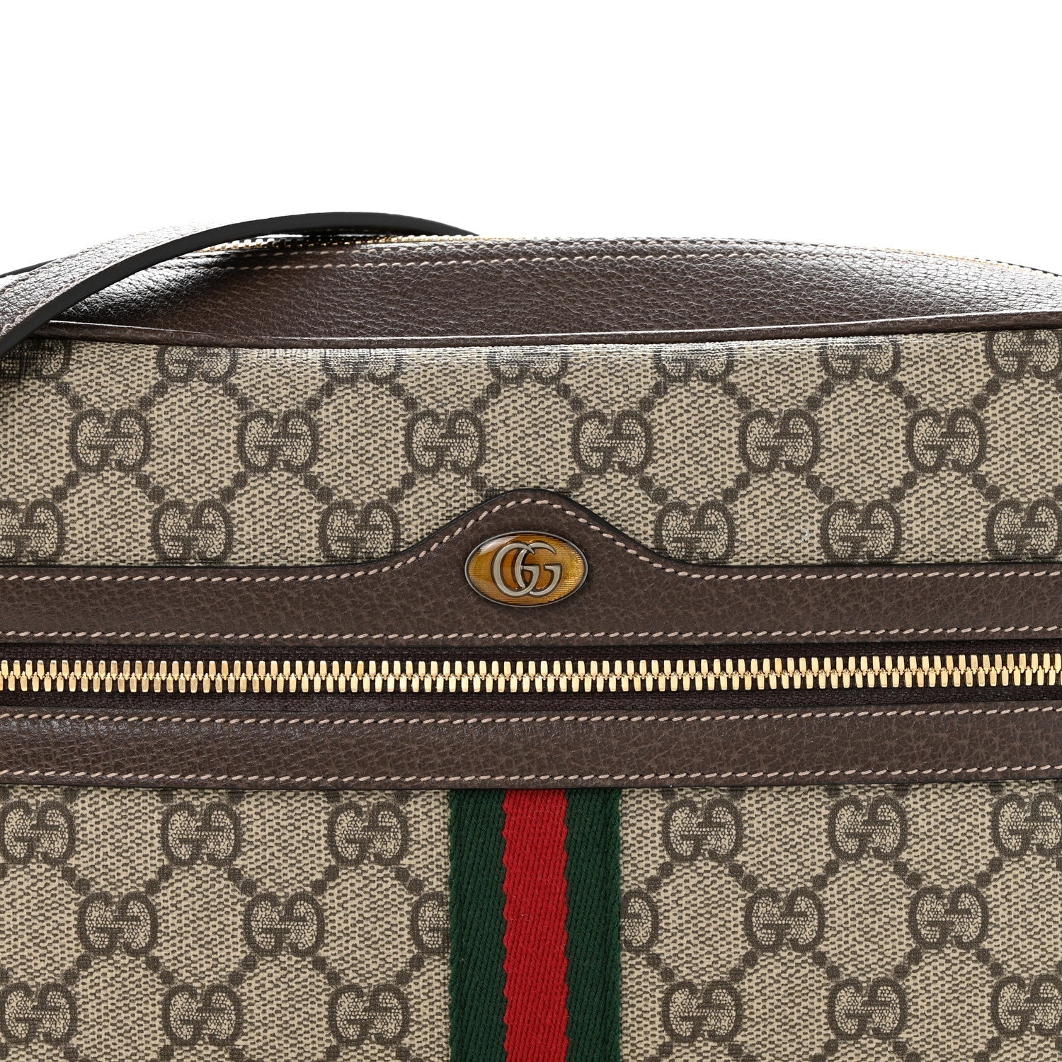 GG Supreme Monogram Web Small Ophidia Shoulder Bag Brown